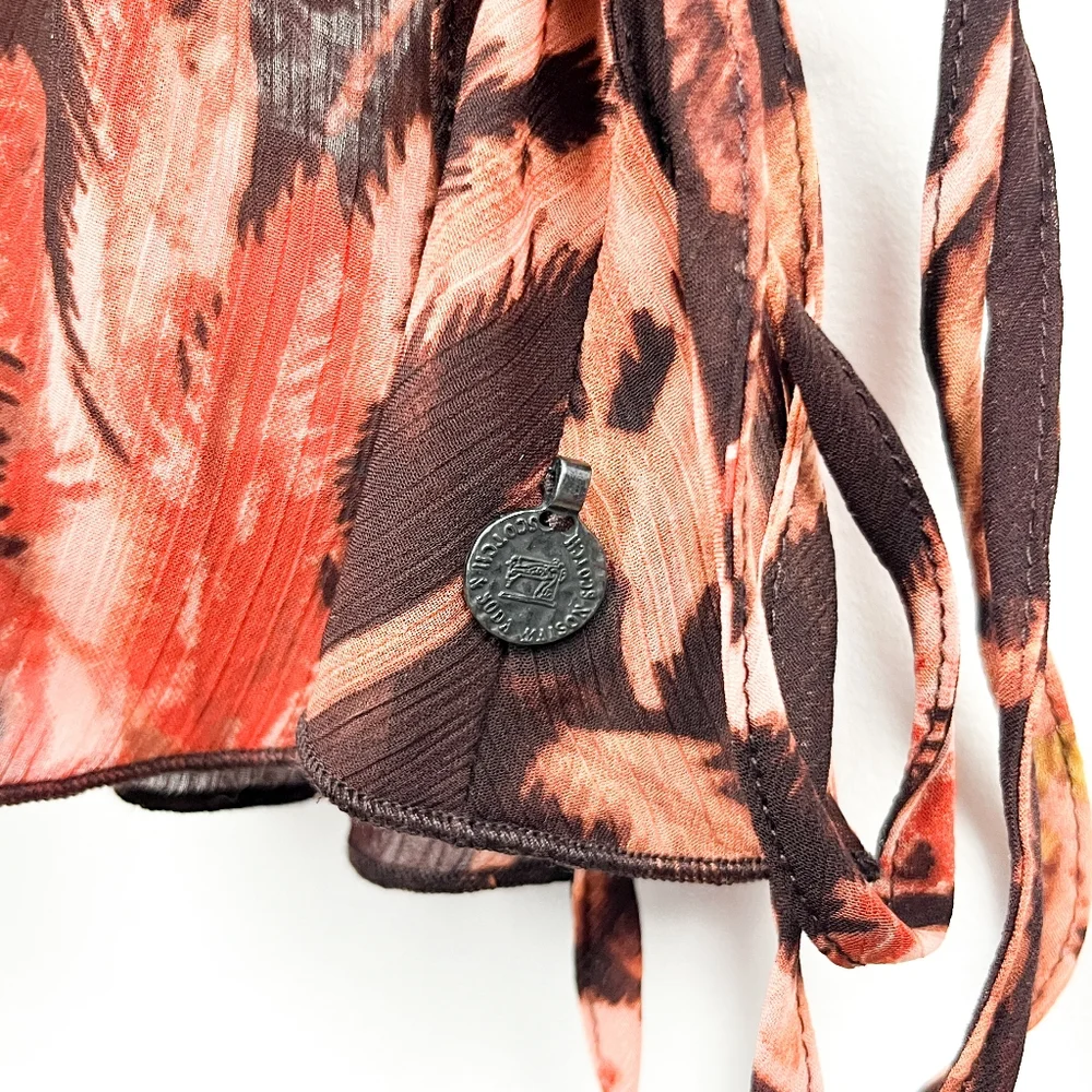 NWT Scotch & Soda Brown Palm Tree Patterned Sheer Blouse - Picture 6 of 13